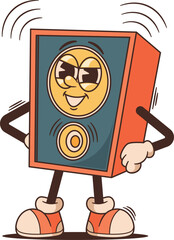 Loudspeaker groovy retro character vector illustration