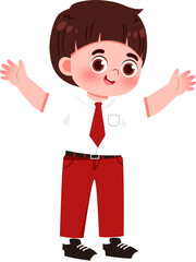 Happy Young Student with Open Arms, Cartoon Illustration.