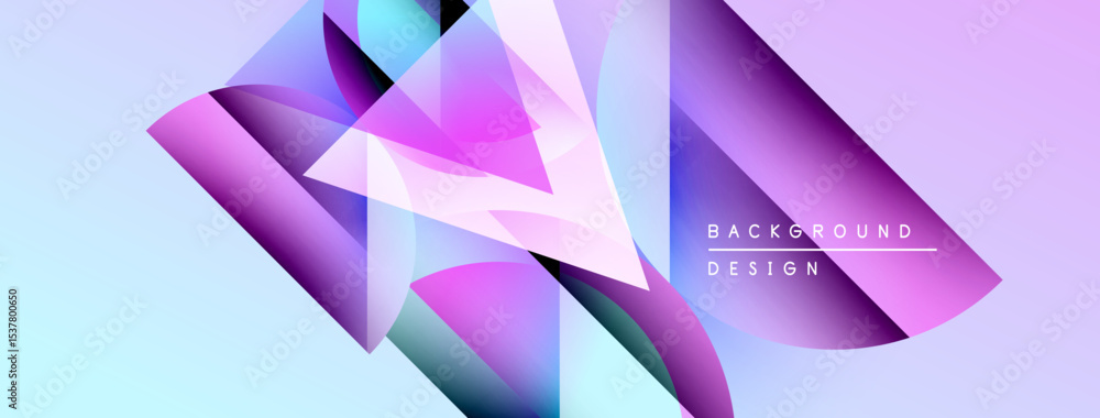 Poster abstract geometric shapes, vibrant colors blend. modern design, gradient effect creates dynamic visu