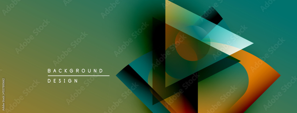 Aufkleber abstract geometric shapes overlap, creating vibrant color gradients. design features teal, orange, b