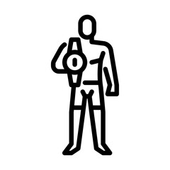 MMA champion outline icon. Mixed martial arts fighter black line illustration.
