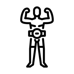 MMA champion outline icon. Mixed martial arts fighter black line illustration.
