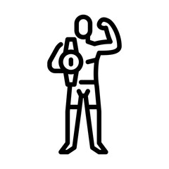 MMA champion outline icon. Mixed martial arts fighter black line illustration.
