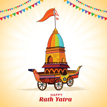 Happy rath yatra for lord jagannath indian festival holiday concept background