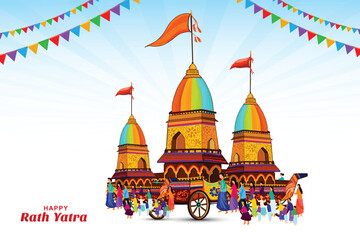 Fototapeta na wymiar Jagannath rath yatra on hindu festival holiday card background