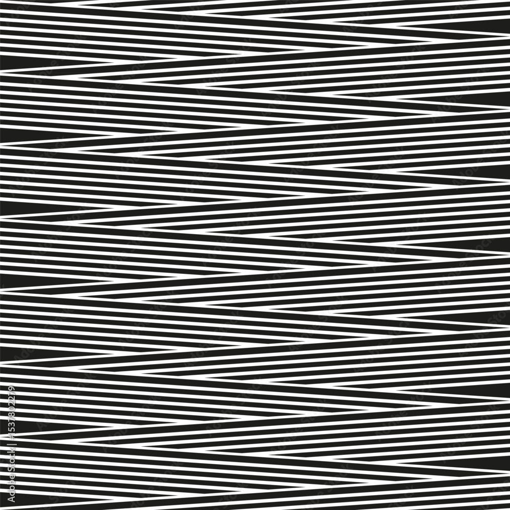 Poster horizontal stripe shape. wavy line figure. vector monochrome pattern. optical distortion form.