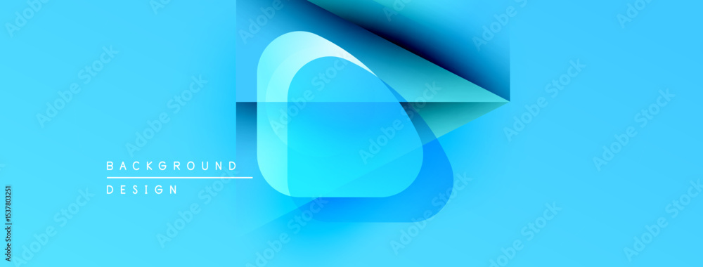 Poster Abstract blue design features layered shapes, creating dynamic visual effect. Smooth gradients enhance modern aesthetic.