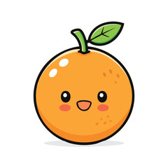 Cute Orange Vector with Bold Black Outline and Happy Expression in Minimal Flat Illustration Style

