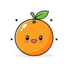 Obraz premium Cute Orange Vector with Bold Black Outline and Happy Expression in Minimal Flat Illustration Style