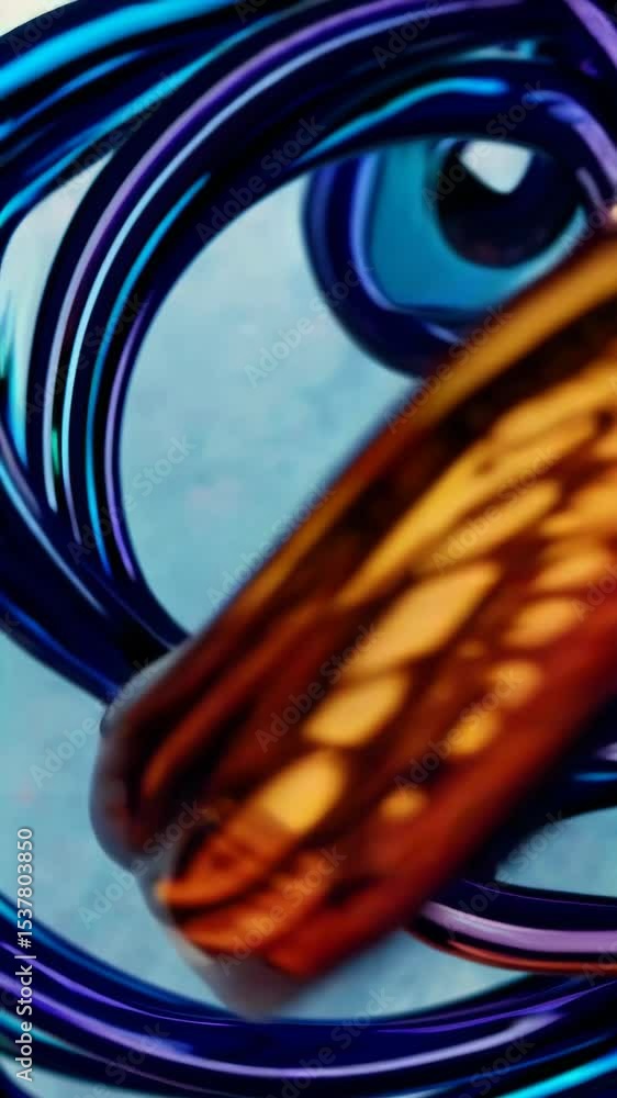 Poster colorful metallic tubes moving in a dynamic abstract pattern