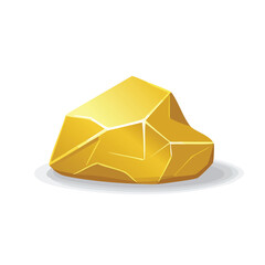 Vector Illustration of Raw Gold Nugget with Irregular Shape and Shiny Natural Texture

