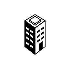 Fototapeta premium Office tower icon, sign and symbol icon. Flat vector line art with white background. Isometric illustration for icon interface, banner, layout, social media post, flyer and mobile apps.