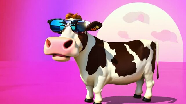 funny cow wearing sunglasses dancing