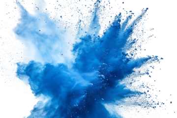 Abstract Blue Powder Explosion with Particles on a Black Background