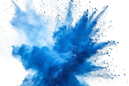 Abstract Blue Powder Explosion with Particles on a Black Background