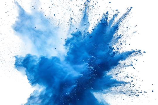 Abstract Blue Powder Explosion with Particles on a Black Background