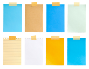 paper taped sticky note isolated on transparent png clipping path