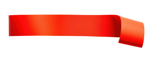 Elegant red satin ribbon isolated on transparent background