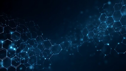 Fototapeta premium Abstract blue network background hexagon connections technology