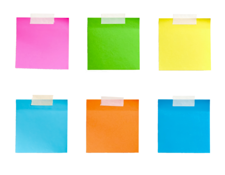 paper taped sticky note isolated on transparent png clipping path