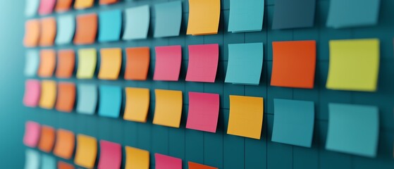 Workflow optimization board with sticky notes, priority lists, and a well-structured process for seamless productivity