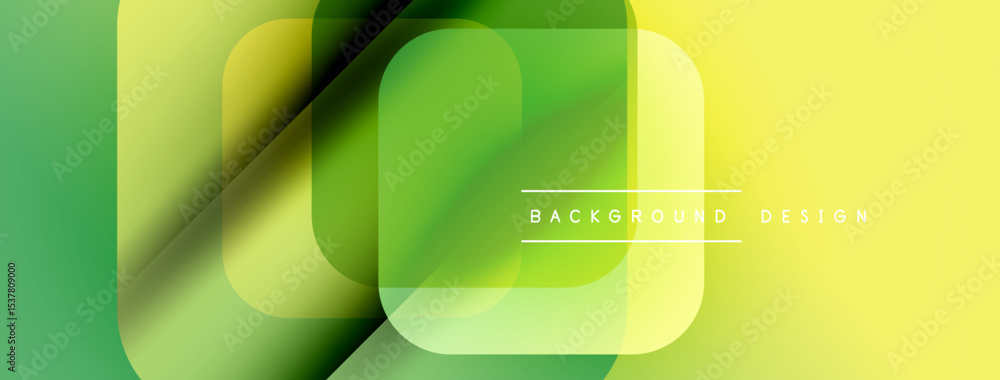 Poster Abstract geometric shapes, vibrant yellow, green gradients. Modern design elements create dynamic visual texture. Smooth transitions, clean aesthetic.