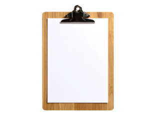 clipboard with blank paper isolated on transparent png clipping path