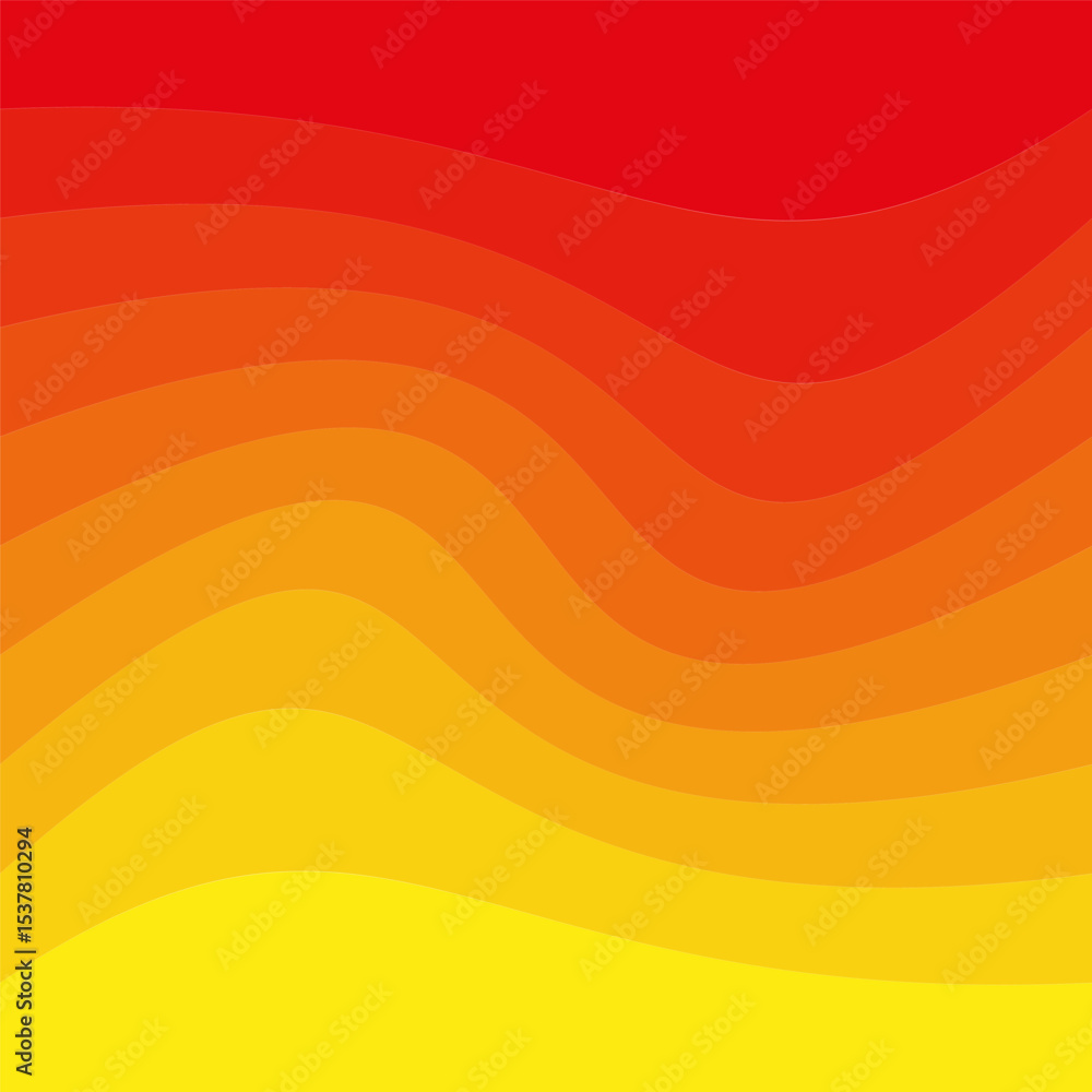 Poster wavy layer lines. sunset color gradient. red orange yellow. vector abstract field.