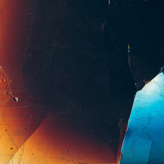 Broken texture. Defect glass. Blue orange dust scratches dirt stains old film noise weathered...