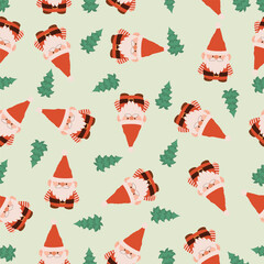 cute christmas gnome seamless pattern for festive wrapping paper textile design and holiday backgrounds