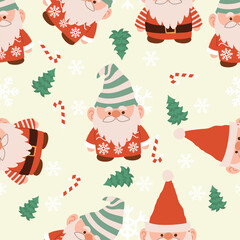 cute christmas gnome seamless pattern for festive wrapping paper textile design and holiday backgrounds