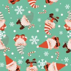 cute christmas gnome seamless pattern for festive wrapping paper textile design and holiday backgrounds