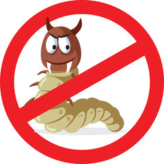 Stop Woodworm Vector Cartoon Sign of Awareness Design. Symbol for pest controlling insects that infest a house 
