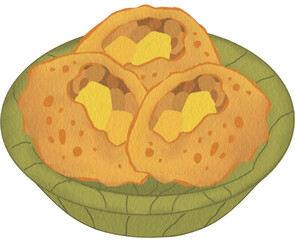 Thali indian traditional dish illustration.