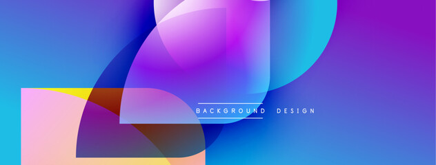 Obraz premium Abstract vibrant background. Overlapping shapes create dynamic visual effect. Gradient colors blend seamlessly, offering modern aesthetic.