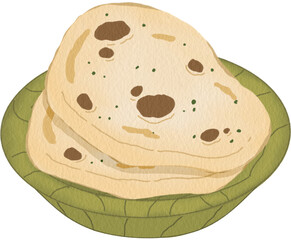 Thali indian traditional dish illustration.