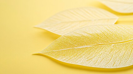 Pale yellow leaves on a pastel yellow background