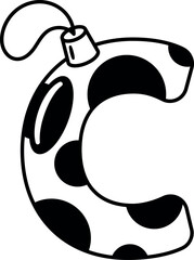 C letter font Christmas ornament