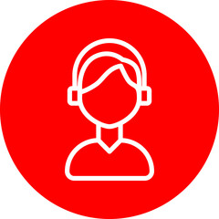 Headphones Vector Line White Circle Red