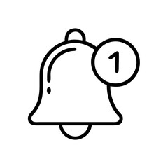 Obraz premium New post notification icon with bell and number one for alert concept