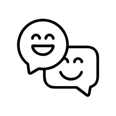 Obraz premium Emojis in comments icon featuring happy faces on speech bubbles 