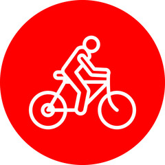 Bicycle Ride Vector Line White Circle Red