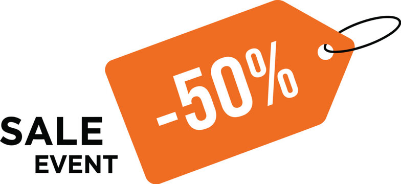 Sale event promotion fifty percent off discount offer limited time special deal clearance price reduction editable stock vector illustration