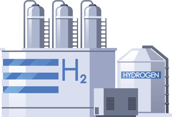 Hydrogen production factory vector illustration