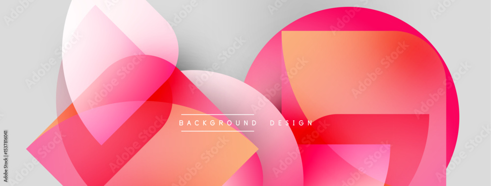 Poster abstract shapes overlap, creating vibrant pink, orange gradients. modern design elements suggest dyn