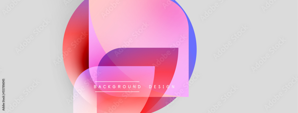 Leinwandbilder Abstract colorful shapes overlap, creating dynamic visual effect. Light gradients blend into soft gray background. Modern design element.