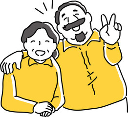 幸せそうな高齢夫婦