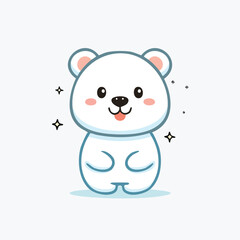 Fototapeta premium Minimal Flat Vector of a Cute Polar Bear with Bold Black Outline and Happy Expression