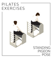 Pilates Exercise Standing Pigeon Pose on the Ladder Barrel Vector
