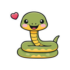 Fototapeta premium Minimal Flat Vector of a Cute Snake with Bold Black Outline, Happy Expression, No Gradients